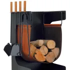 Suporte de madeira em couro ecológico e metal com 4 acessórios Fabricado na Itália - Camelo Viadurini