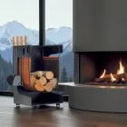 Suporte de madeira em couro ecológico e metal com 4 acessórios Fabricado na Itália - Camelo Viadurini