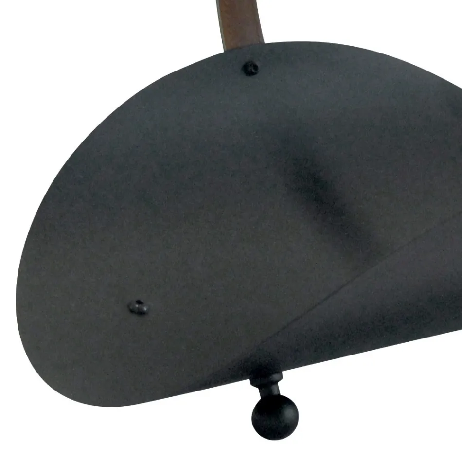 Suporte de madeira de metal preto com alça de couro fabricado na Itália - Antílope Viadurini