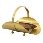 Suporte de madeira em latão com alça e 4 pés Fabricado na Itália - Tiger Viadurini