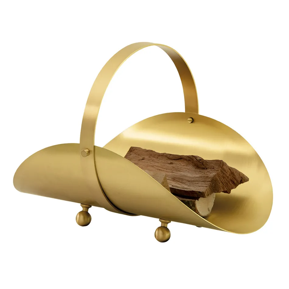 Suporte de madeira em latão com alça e 4 pés Fabricado na Itália - Tiger Viadurini