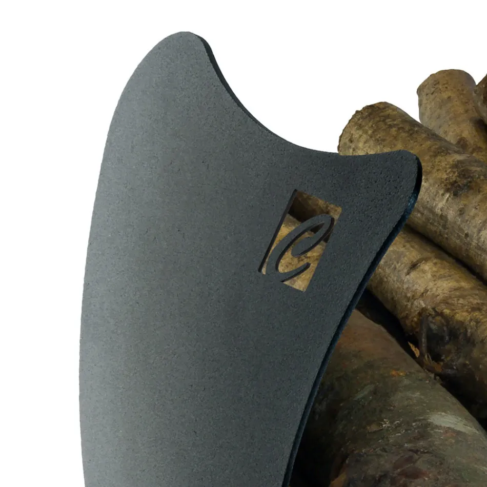 Suporte Interno para Lenha em Aço Pintado Fabricado na Itália - Leopoldo Viadurini