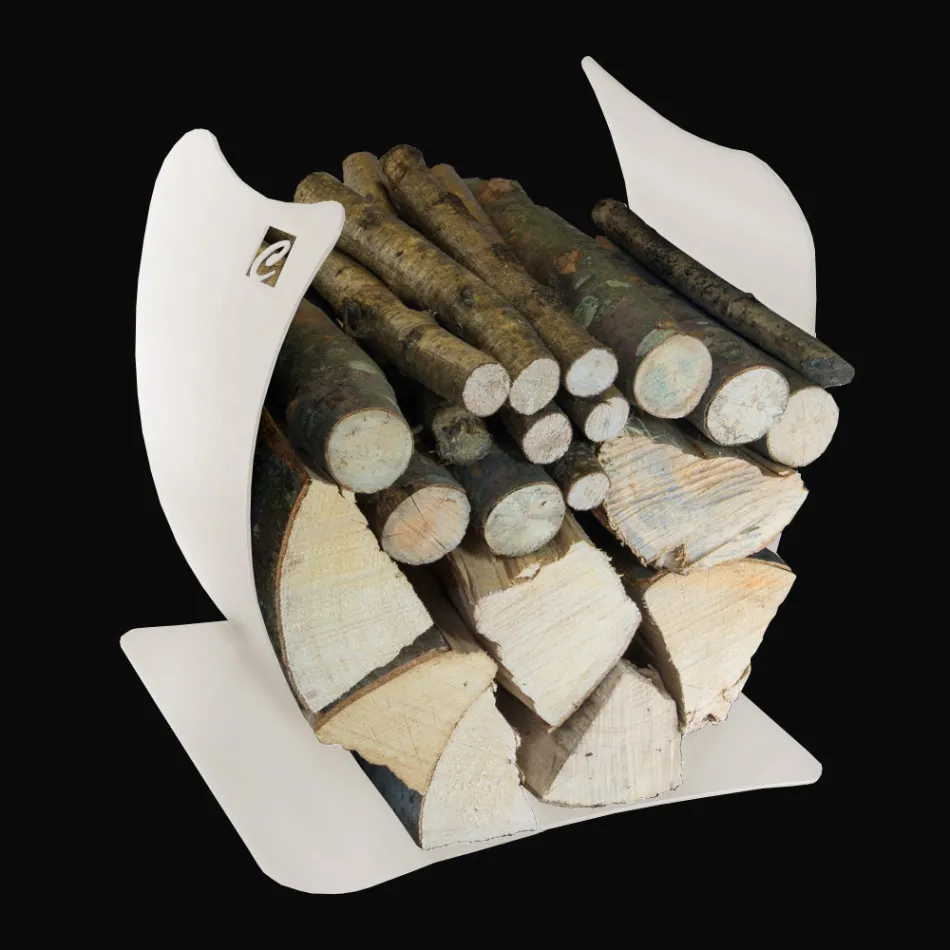 Suporte Interno para Lenha em Aço Pintado Fabricado na Itália - Leopoldo Viadurini