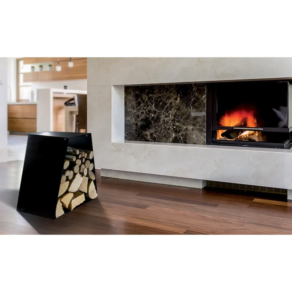 Suporte para toras de piso moderno em aço pintado feito na Itália - Demetra Viadurini