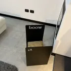 Suporte de Madeira Moderno em Design Minimalista em Aço Preto com Gravura - Altano Viadurini