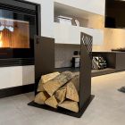 Suporte de Lenha Moderno em Aço Preto para Design de Interiores - Scirocco Viadurini