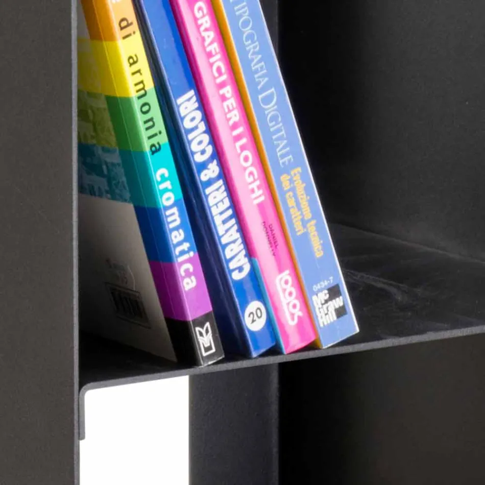 Porta-toras de madeira para interior moderno preto com prateleiras fabricadas em Itália - Cauro1 Viadurini