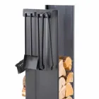 Suporte para lenha de design com 4 ferramentas de interior Made in Italy - Janet Viadurini