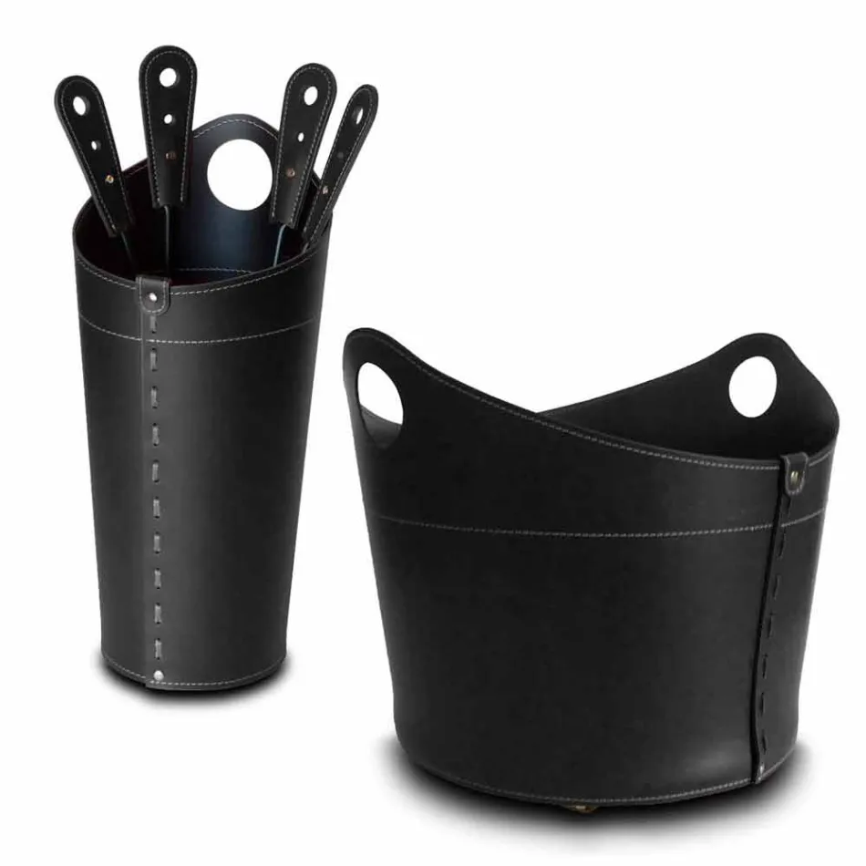 Porta-lenha, suporte de ferro e ferros para couro Nicad, fabricados na Itália Viadurini