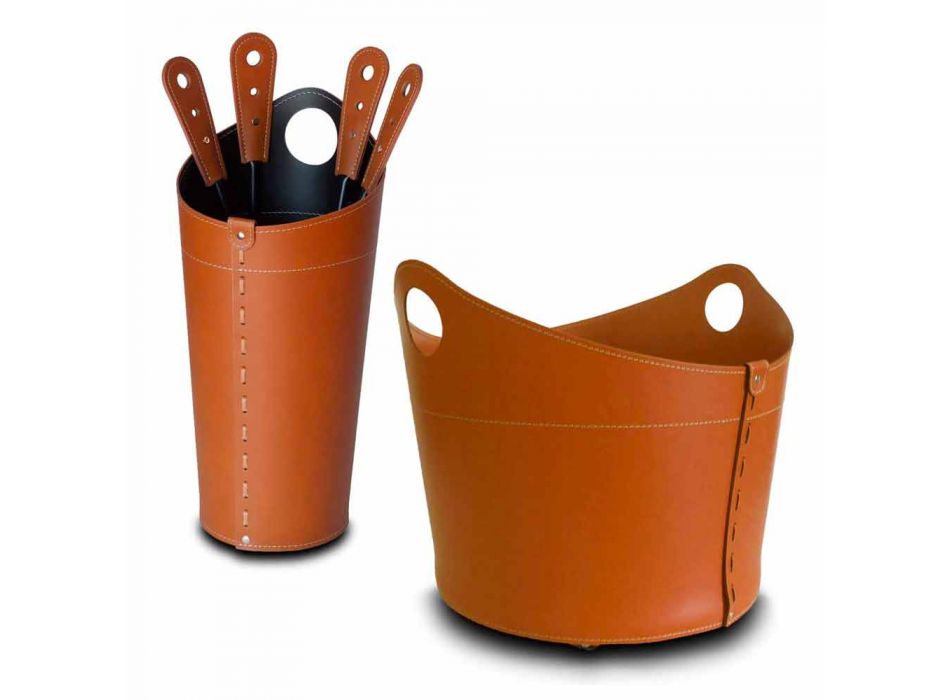 Porta-lenha, suporte de ferro e ferros para couro Nicad, fabricados na Itália Viadurini
