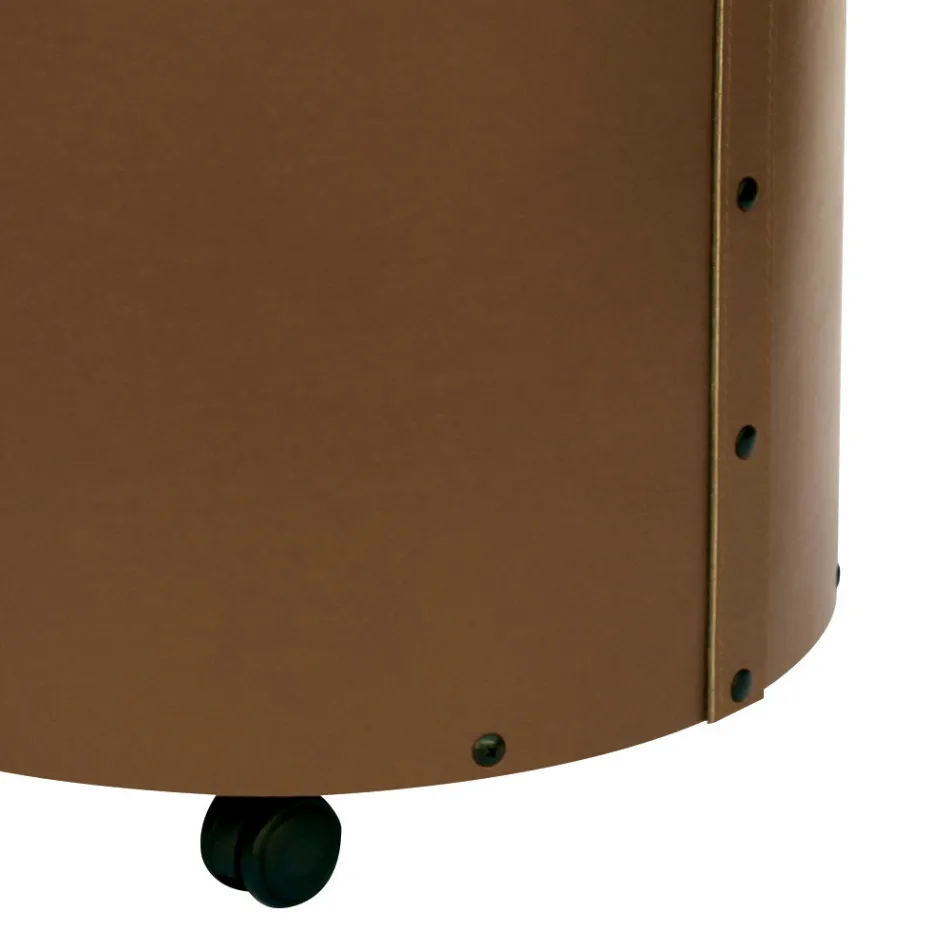 Porta-toras redondo em couro ecológico com rodas Fabricado na Itália - Camaleão Viadurini