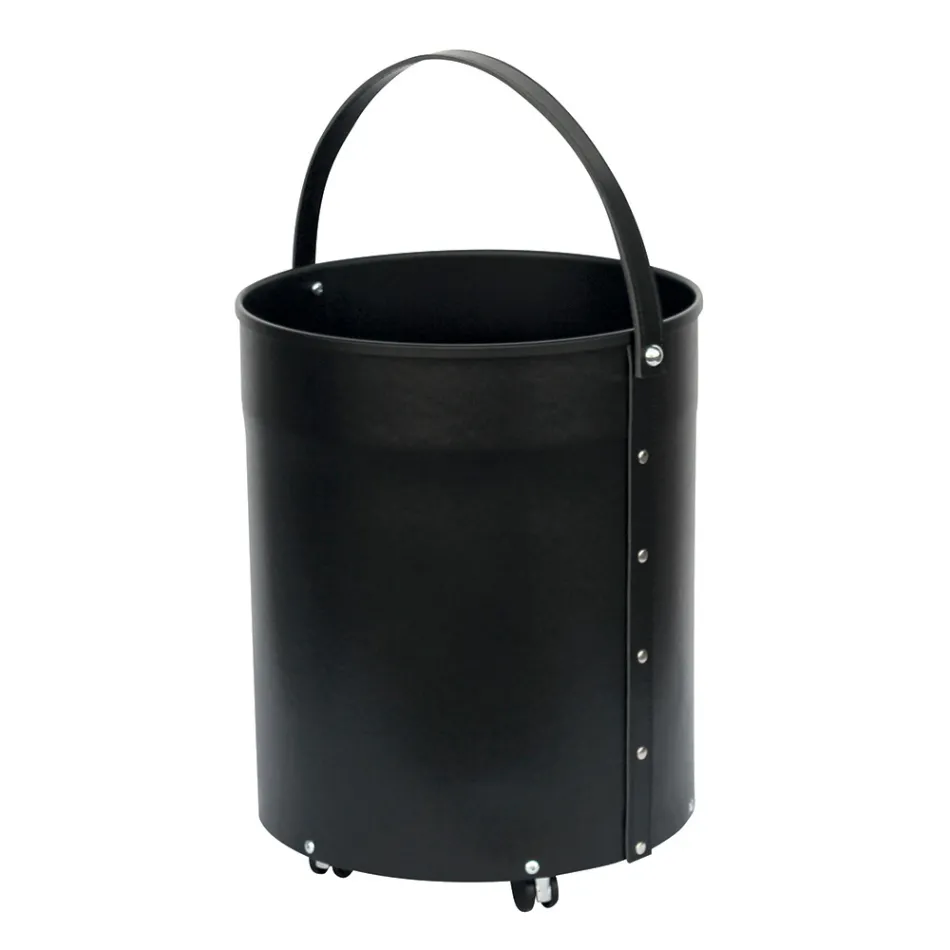 Porta-toras redondo em couro ecológico com rodas Fabricado na Itália - Camaleão Viadurini