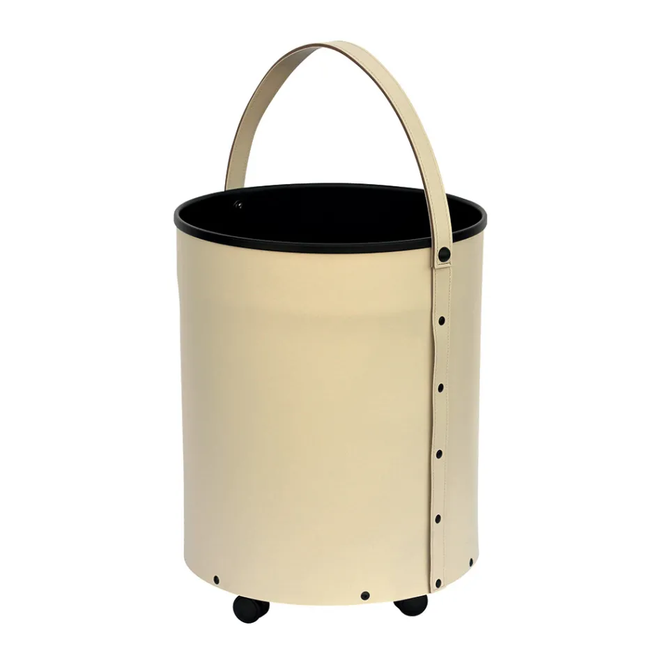 Porta-toras redondo em couro ecológico com rodas Fabricado na Itália - Camaleão Viadurini