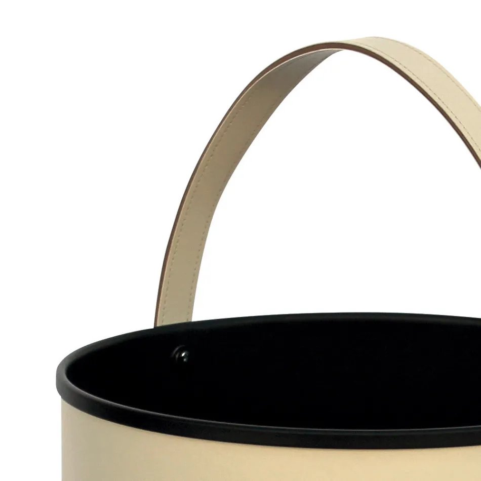 Porta-toras redondo em couro ecológico com rodas Fabricado na Itália - Camaleão Viadurini