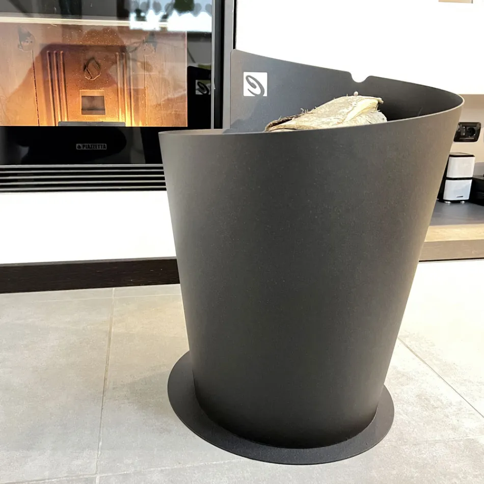 Suporte de madeira redondo para interior em aço preto Design moderno italiano - Favonio Viadurini