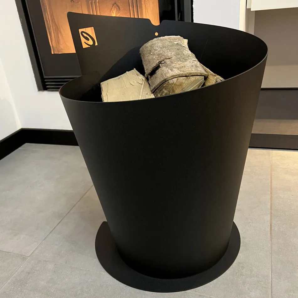 Suporte de madeira redondo para interior em aço preto Design moderno italiano - Favonio Viadurini