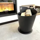 Suporte de madeira redondo para interior em aço preto Design moderno italiano - Favonio Viadurini