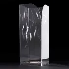 Suporte Design Guarda-chuva em Plexiglass Transparente com Folhas Gravadas - Kanno Viadurini