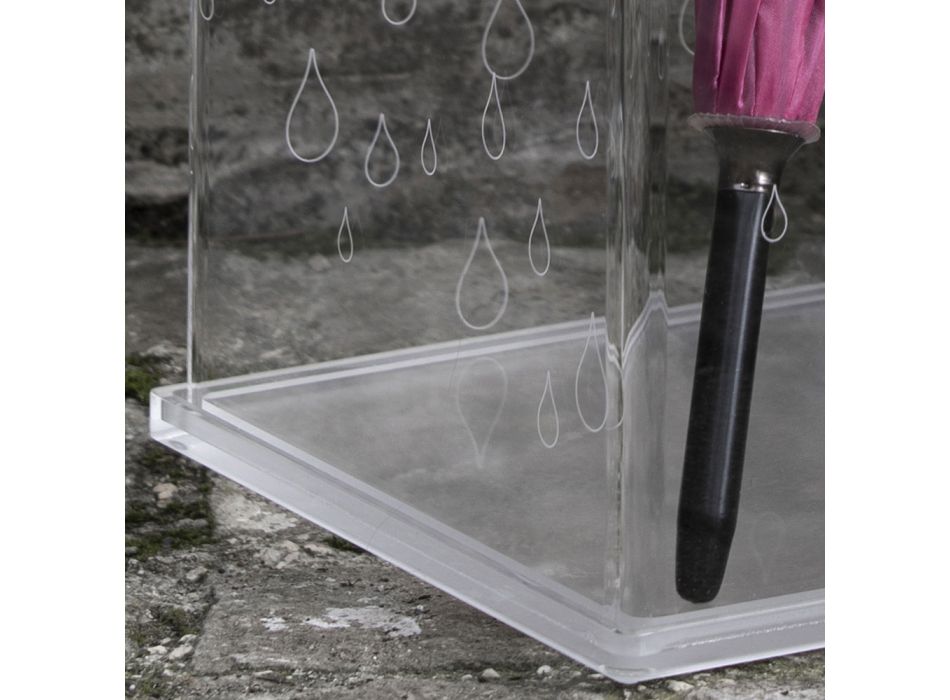 Suporte para guarda-chuva em cristal acrílico transparente decorado a laser - Versio Viadurini