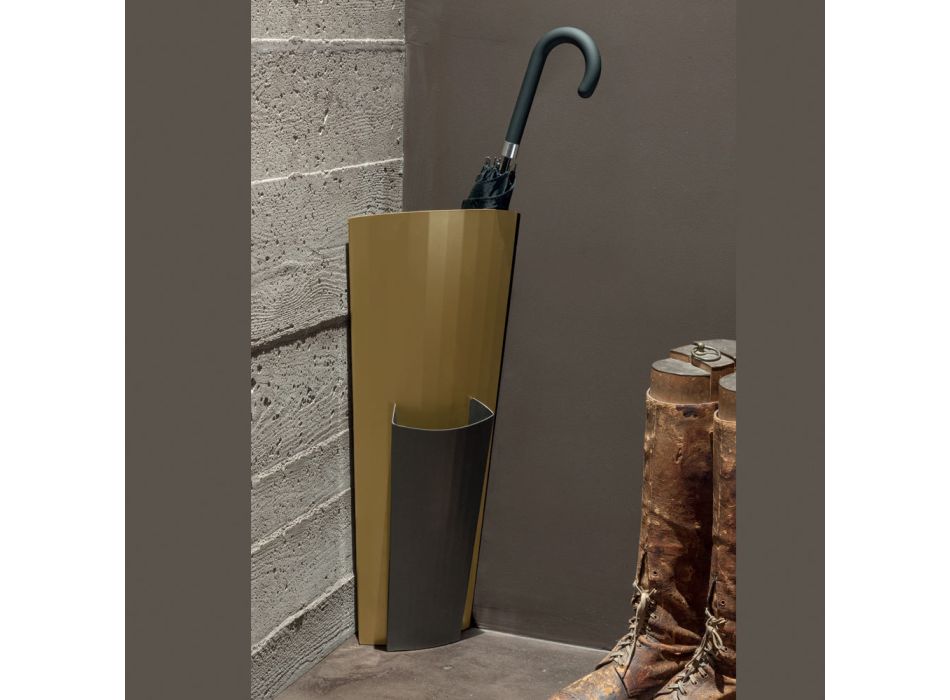 Suporte para guarda-chuva em chapa pintada de ouro e bronze Fabricado na Itália - Azalea Viadurini