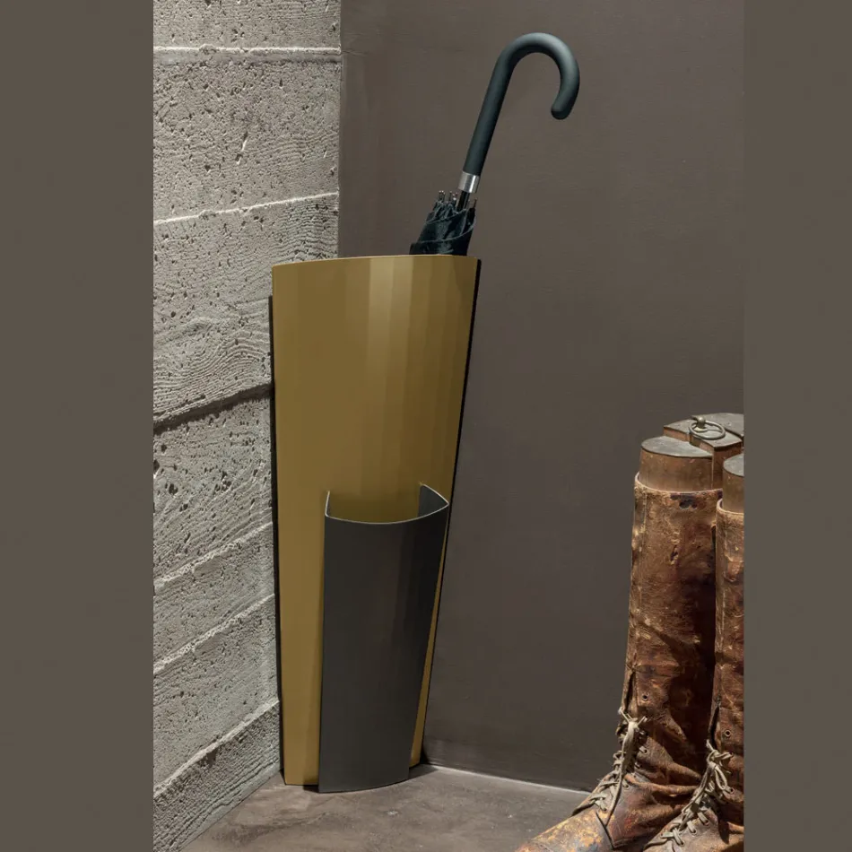 Suporte para guarda-chuva em chapa pintada de ouro e bronze Fabricado na Itália - Azalea Viadurini