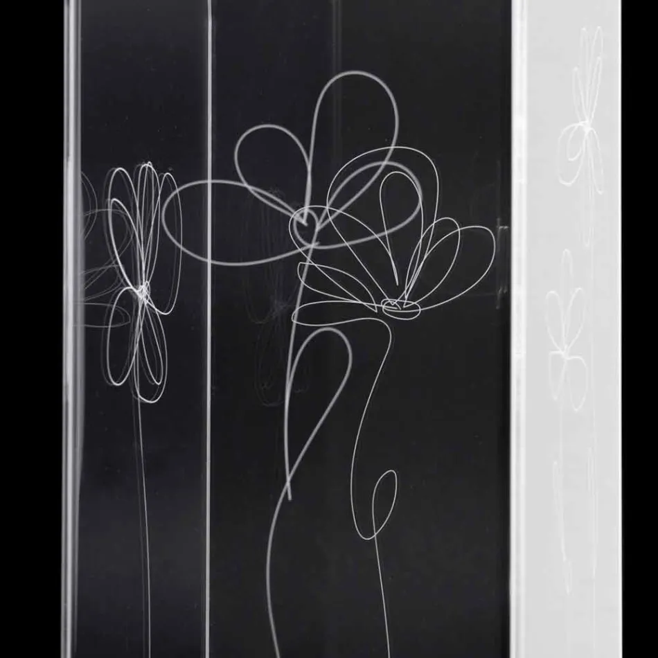 Porta-guarda-chuva de plástico transparente com folhas estilizadas gravadas - Florino Viadurini