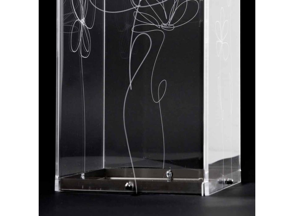 Porta-guarda-chuva de plástico transparente com folhas estilizadas gravadas - Florino Viadurini