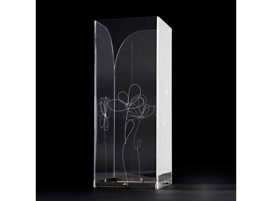 Porta-guarda-chuva de plástico transparente com folhas estilizadas gravadas - Florino Viadurini