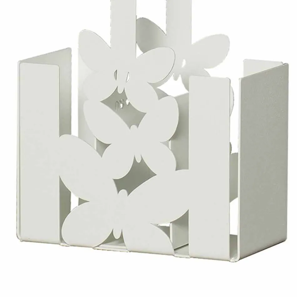 Suporte de talheres de mesa moderno em ferro branco, bege ou marfim fabricado na Itália - Laida Viadurini