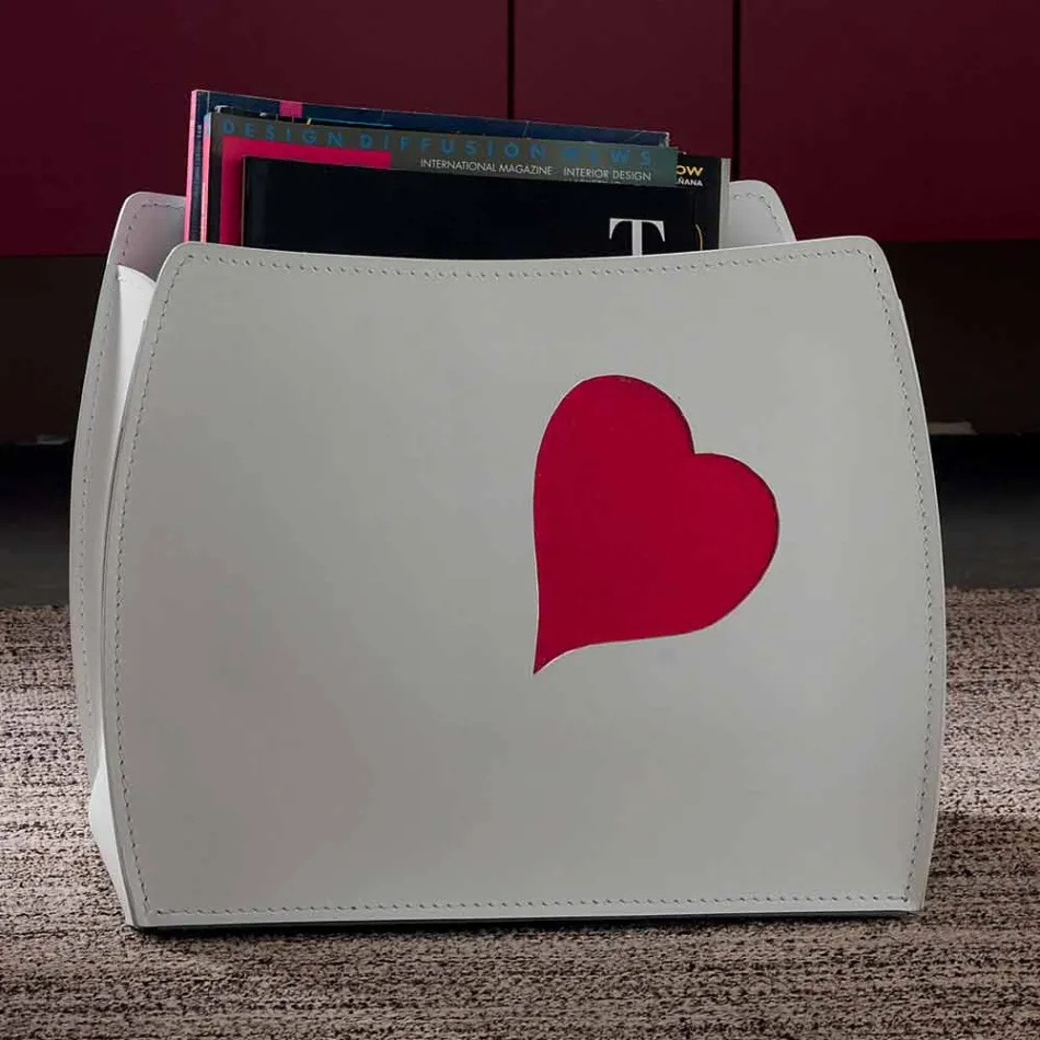 Estante de revistas em couro com design moderno da Beatrice Viadurini