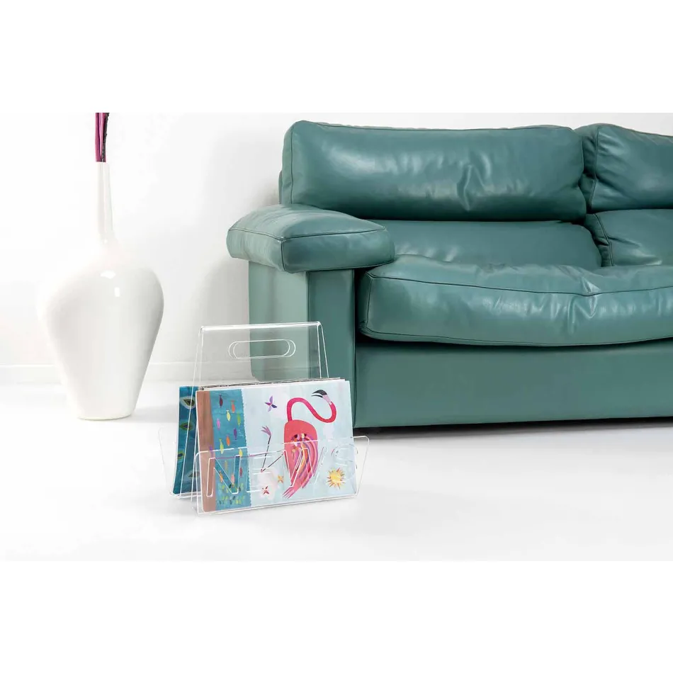 Porta-revistas de design em plexiglás preto ou transparente fabricado na Itália - Omar Viadurini