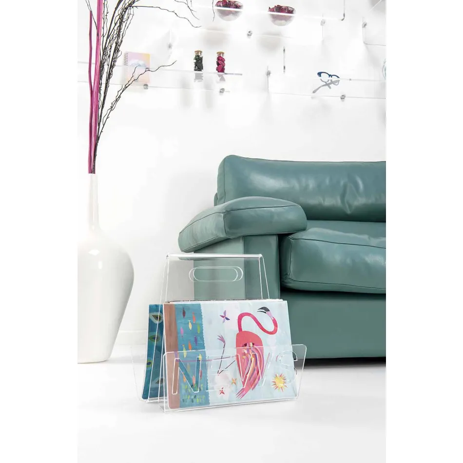 Porta-revistas de design em plexiglás preto ou transparente fabricado na Itália - Omar Viadurini