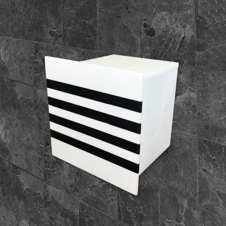 Porta-rolos para banheiro em Corian Branco ou com Insertos Pretos Design Italiano - Elono Viadurini