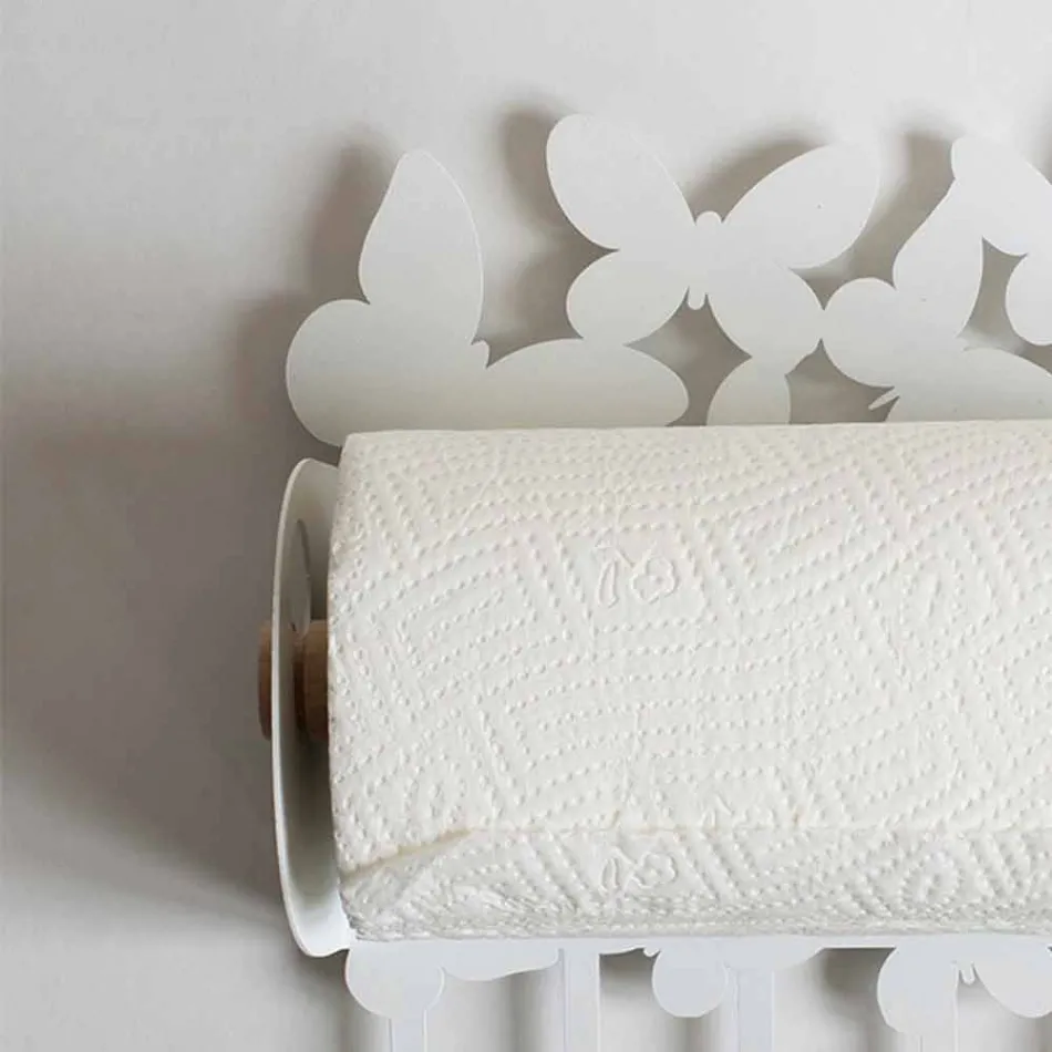 Suporte para rolo de parede em ferro branco ou bege fabricado na Itália - Leiden Viadurini