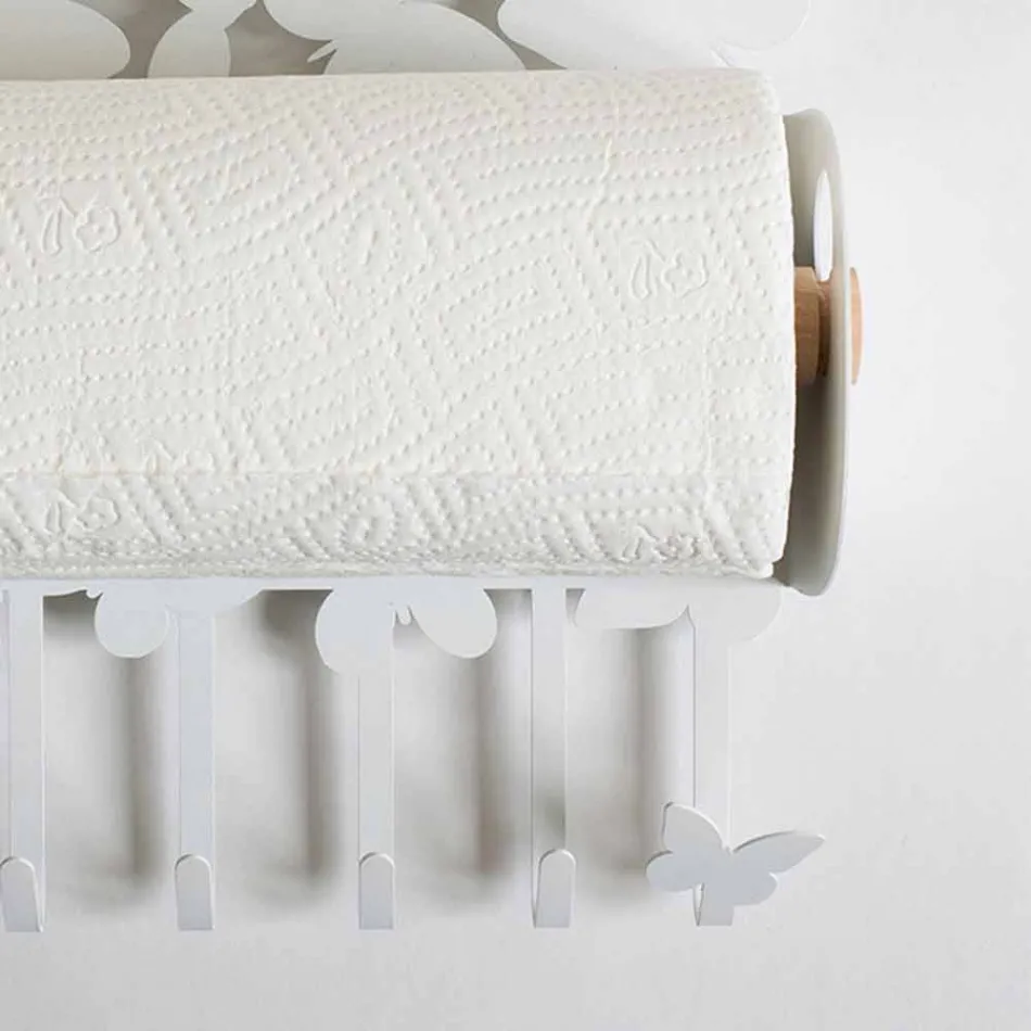 Suporte para rolo de parede em ferro branco ou bege fabricado na Itália - Leiden Viadurini