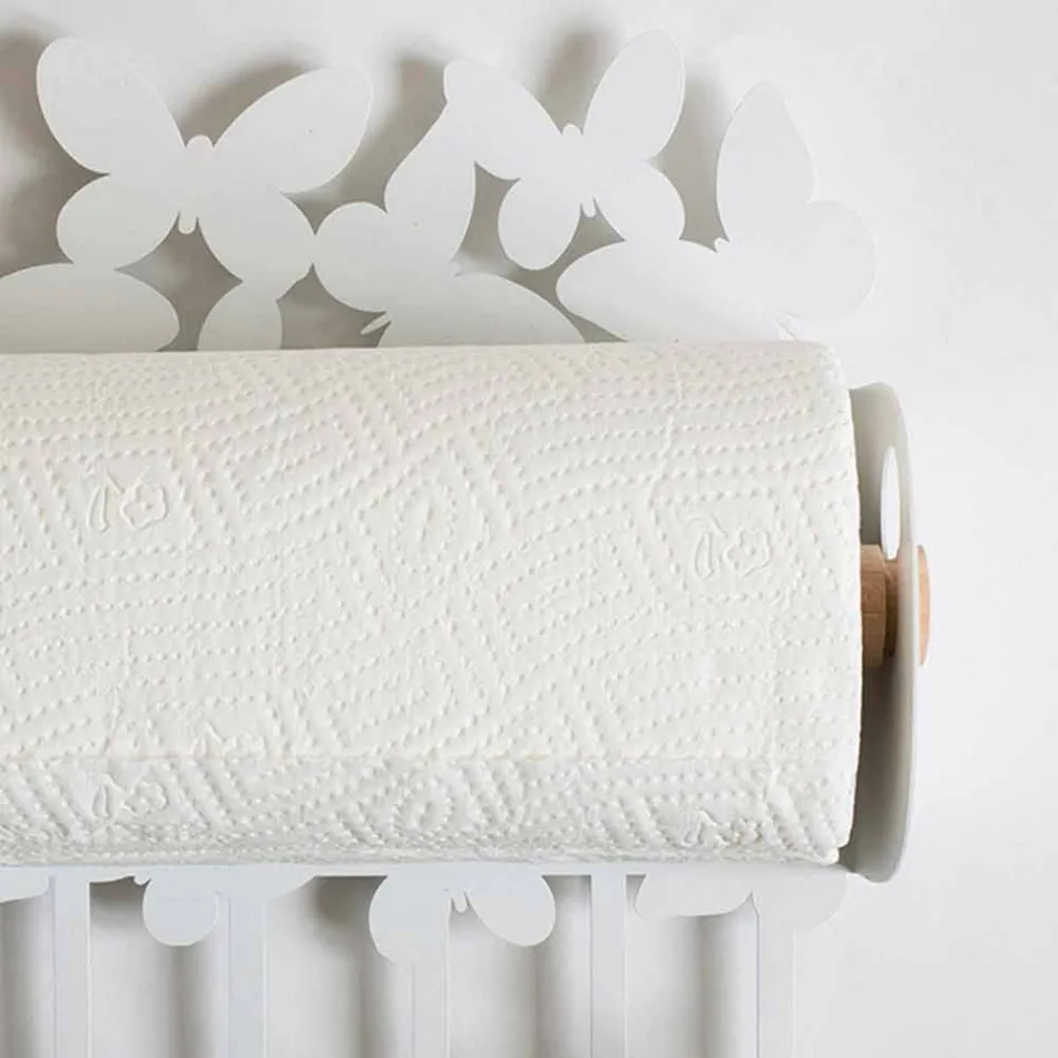 Suporte para rolo de parede em ferro branco ou bege fabricado na Itália - Leiden Viadurini