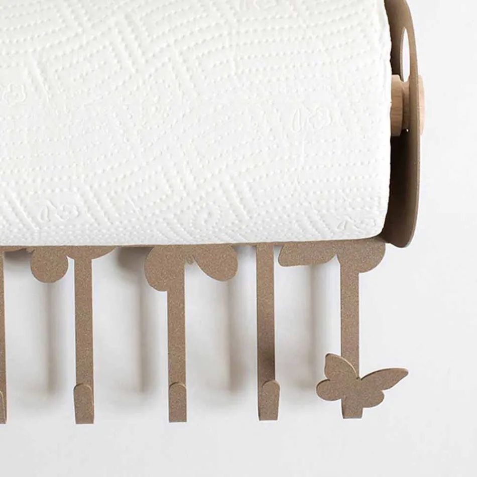 Suporte para rolo de parede em ferro branco ou bege fabricado na Itália - Leiden Viadurini