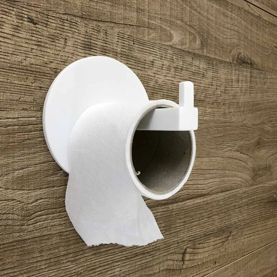 Porta-papel higiênico em Corian Branco ou com Encaixe Preto, Fabricado na Itália - Elono Viadurini