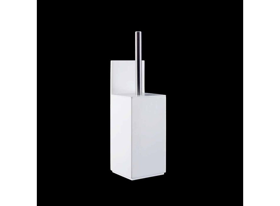 Porta-escova de vaso sanitário em Corian Branco ou com Inserção de Design Preto - Elono Viadurini