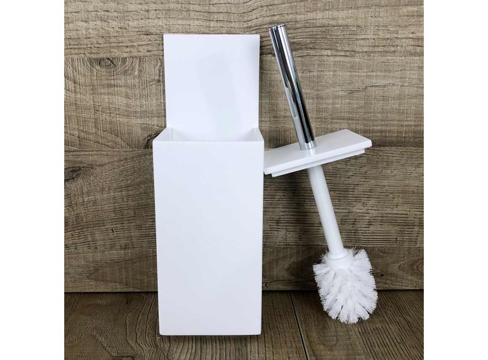 Porta-escova de vaso sanitário em Corian Branco ou com Inserto Preto Fabricado na Itália - Elono Viadurini