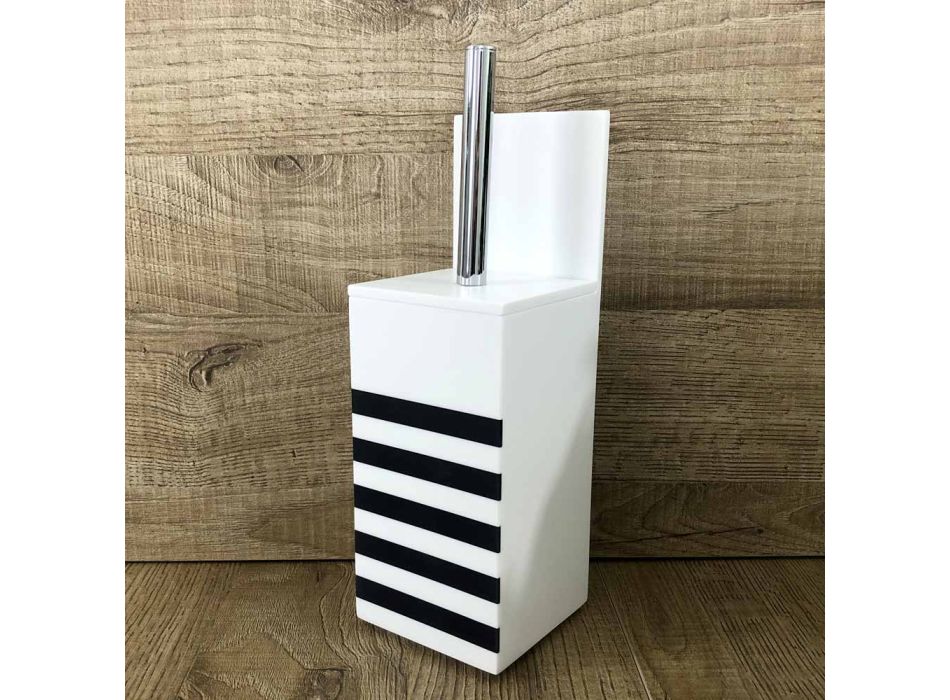 Porta-escova de vaso sanitário em Corian Branco ou com Inserto Preto Fabricado na Itália - Elono Viadurini