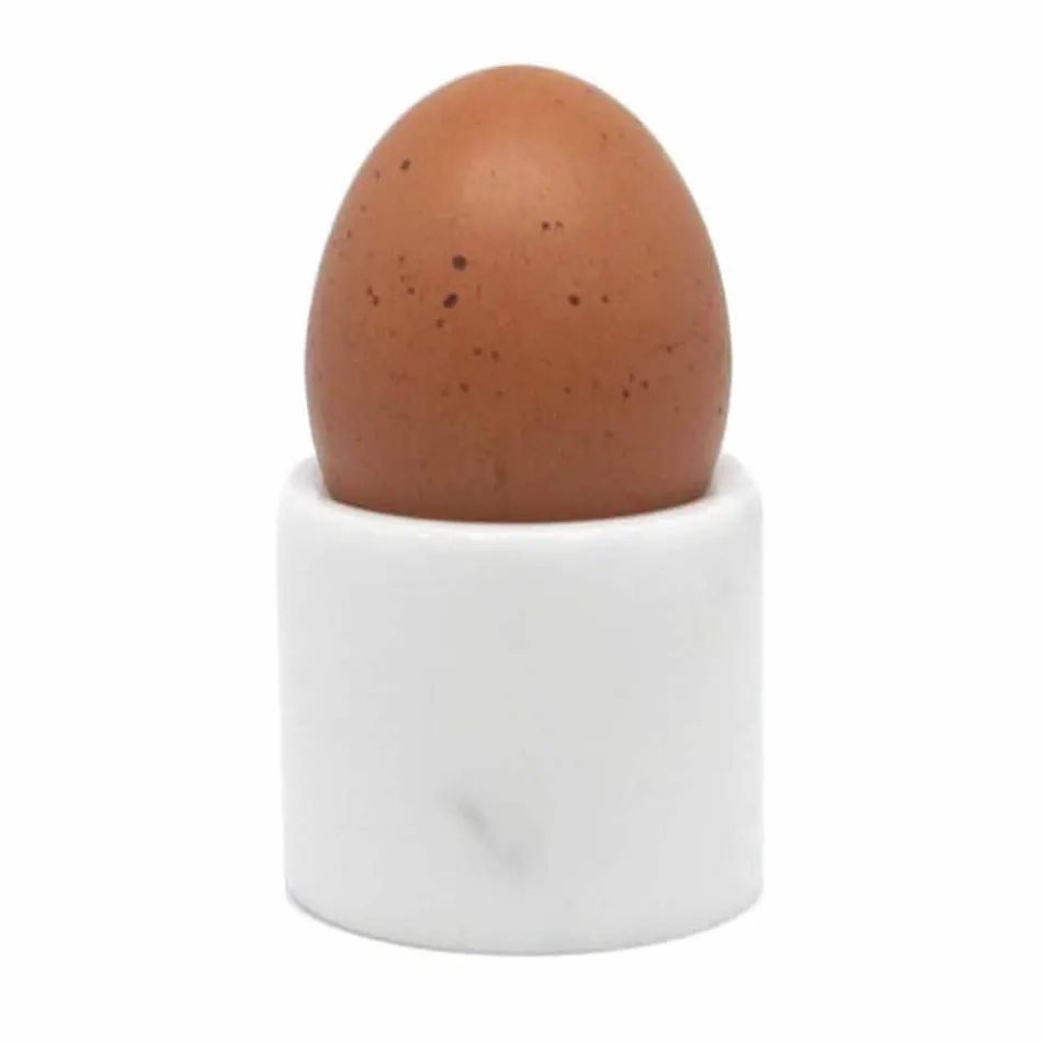 Taça de ovo de design em mármore de Carrara branco fabricado na Itália, 2 peças - Picca Viadurini