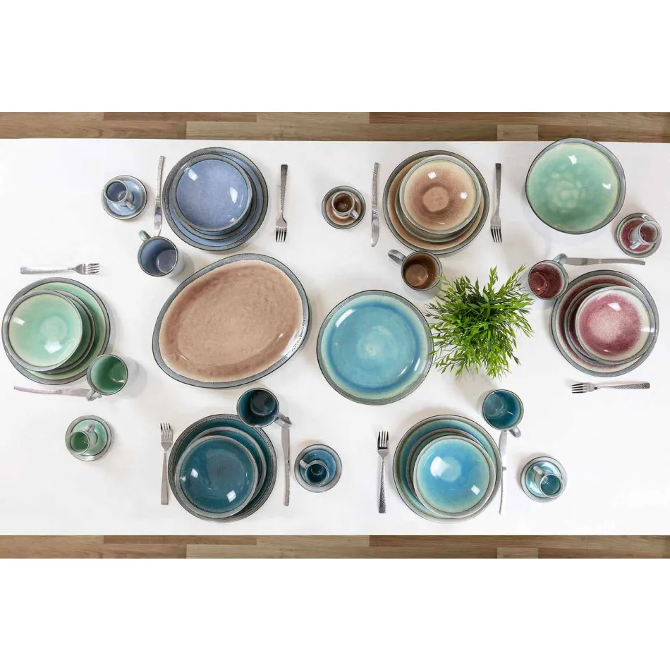 Conjunto de talheres design 24 peças em aço com efeito tartaruga - Rock Viadurini