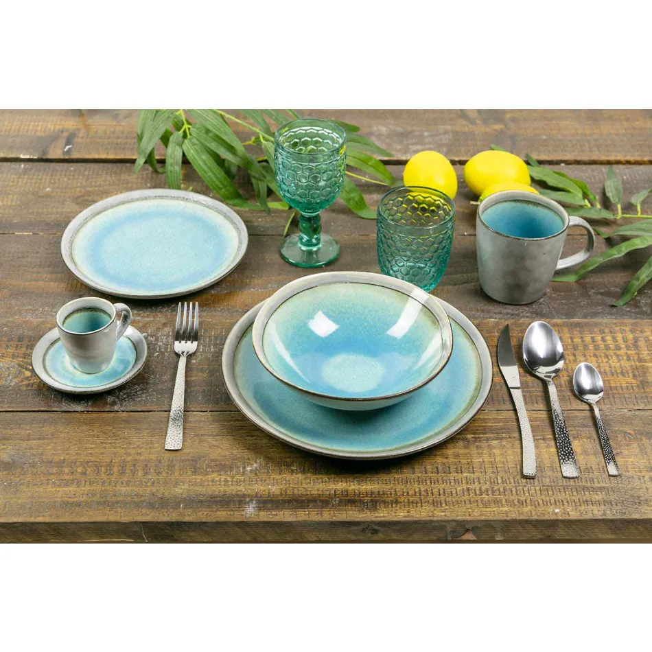 Conjunto de talheres design 24 peças em aço com efeito tartaruga - Rock Viadurini