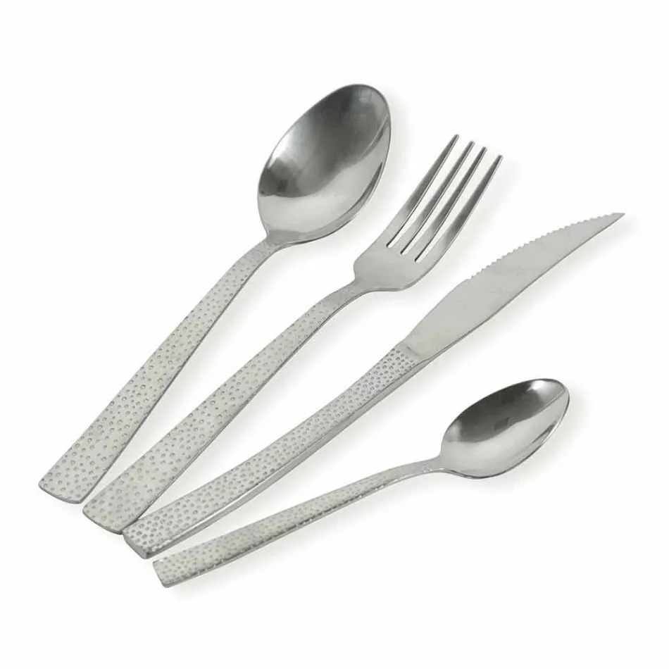 Talheres de Serviço de Designer de 24 Peças em Aço Efeito Tortoiseshell - Rockpos Viadurini