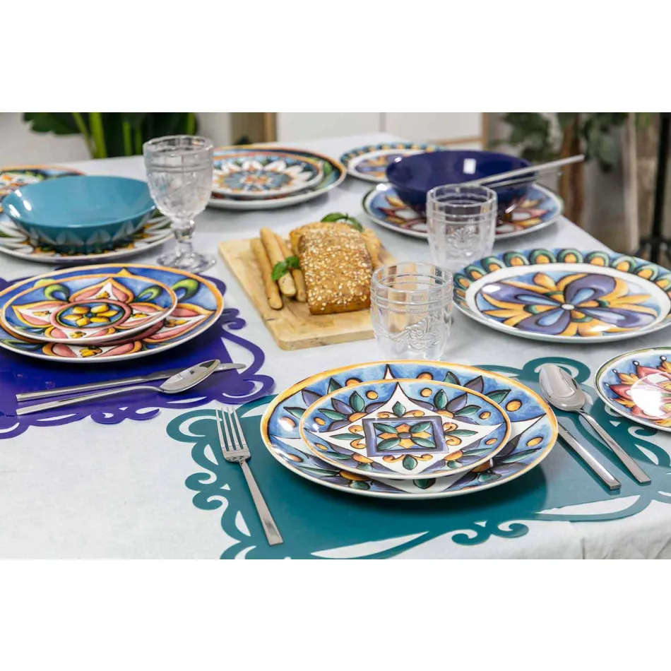 Talheres de Serviço de Design em Aço Cetim 24 Peças Completas - Fayette Viadurini