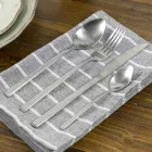 Talheres de Serviço de Design em Aço Cetim 24 Peças Completas - Fayette Viadurini