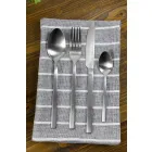 Talheres de Serviço de Design em Aço Cetim 24 Peças Completas - Fayette Viadurini