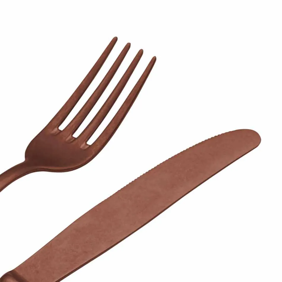 Talheres de aço com design luxuoso vintage colorido efeito 24 peças - Tigger Viadurini