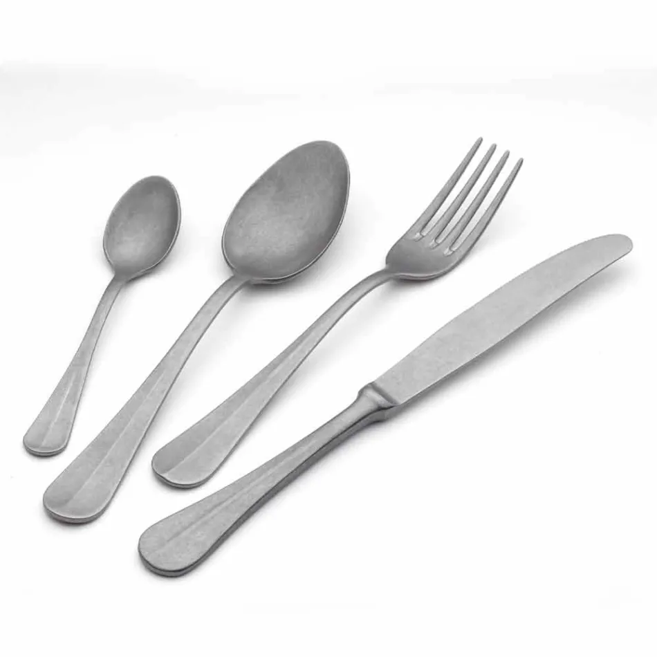 Talheres de aço com design luxuoso vintage colorido efeito 24 peças - Tigger Viadurini